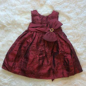 Toddler Dress Size 2T, Jenny and Me Infant Dress Burgundy Floral Belted Bow EUC